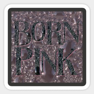 Born Pink FAN ART in Venom Droplets Black Font Dominant - Pink Pastel Background Sticker